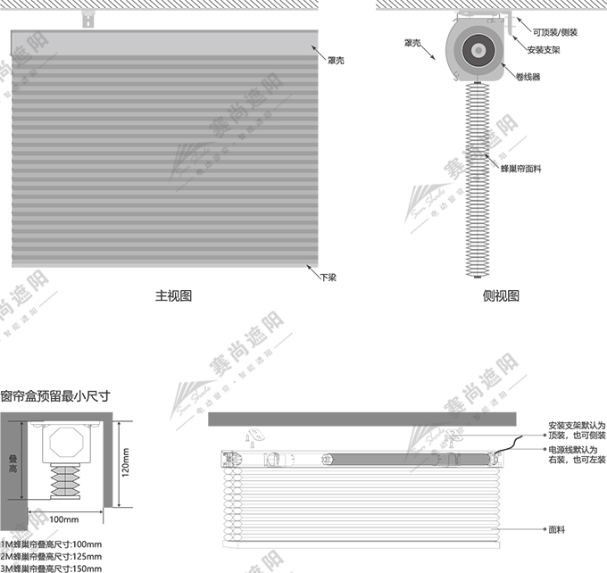 電動蜂巢簾安裝方式 電動蜂巢簾安裝方式
